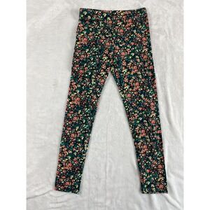 Crewcuts J.Crew Leggings Girl Sz 10 Y Floral Green Stretchy Elastic Waist Cotton